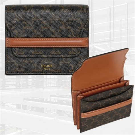 celine triomphe card holder|Celine business card holder.